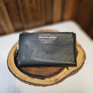 Michael Kors Black Pebbled Leather Wristlet Wallet